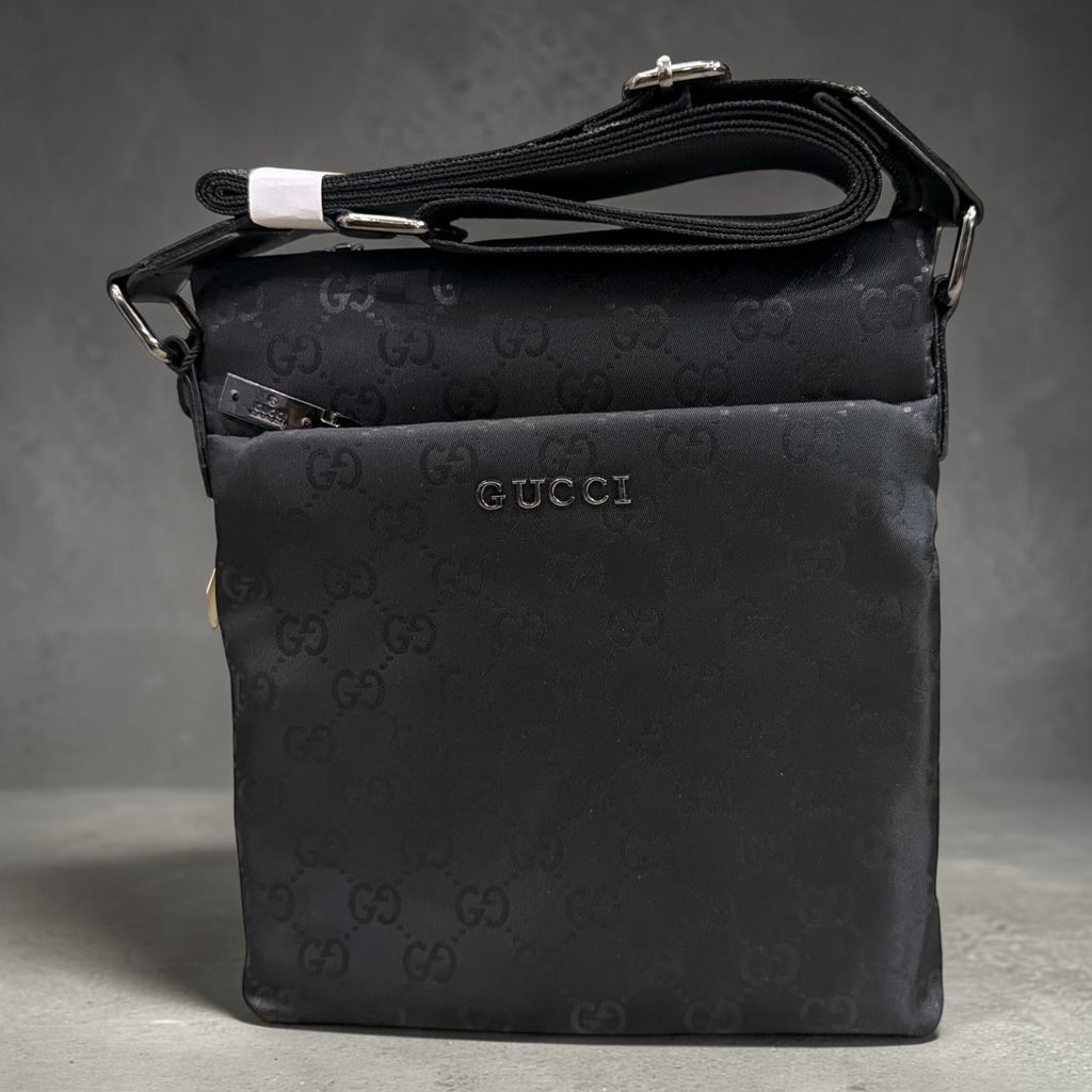 Premium Black Monogram Crossbody Shoulder Bag