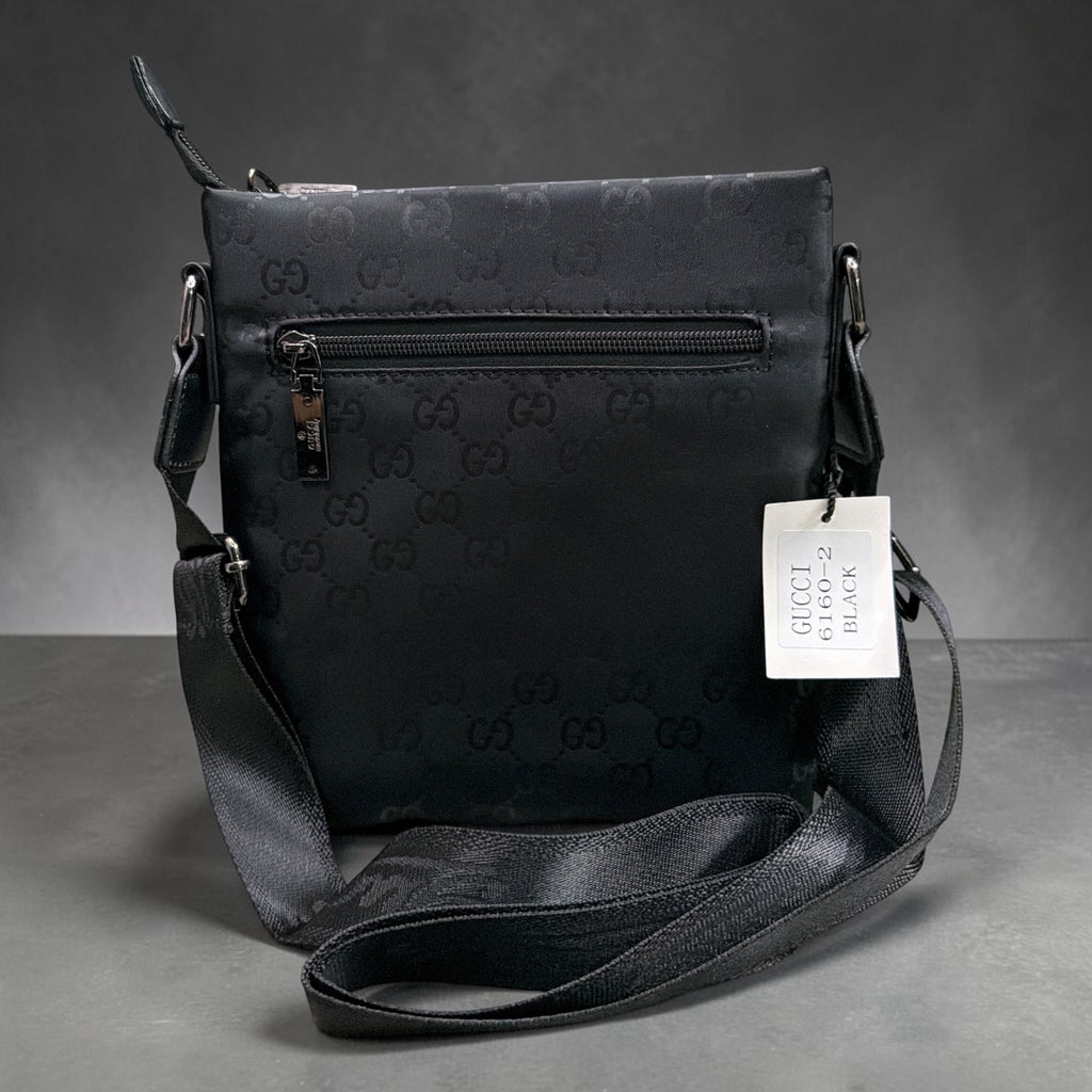 Premium Black Monogram Crossbody Shoulder Bag