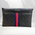 Black Embossed Monogram Wristlet Clutch Bag