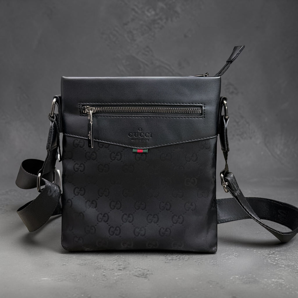 Premium Black Monogram Crossbody Shoulder Bag