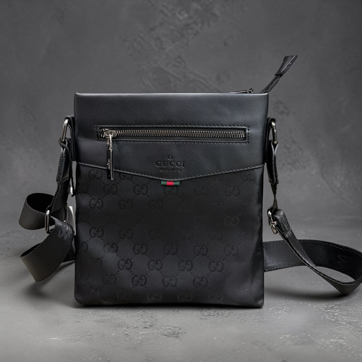 Premium Black Monogram Crossbody Shoulder Bag