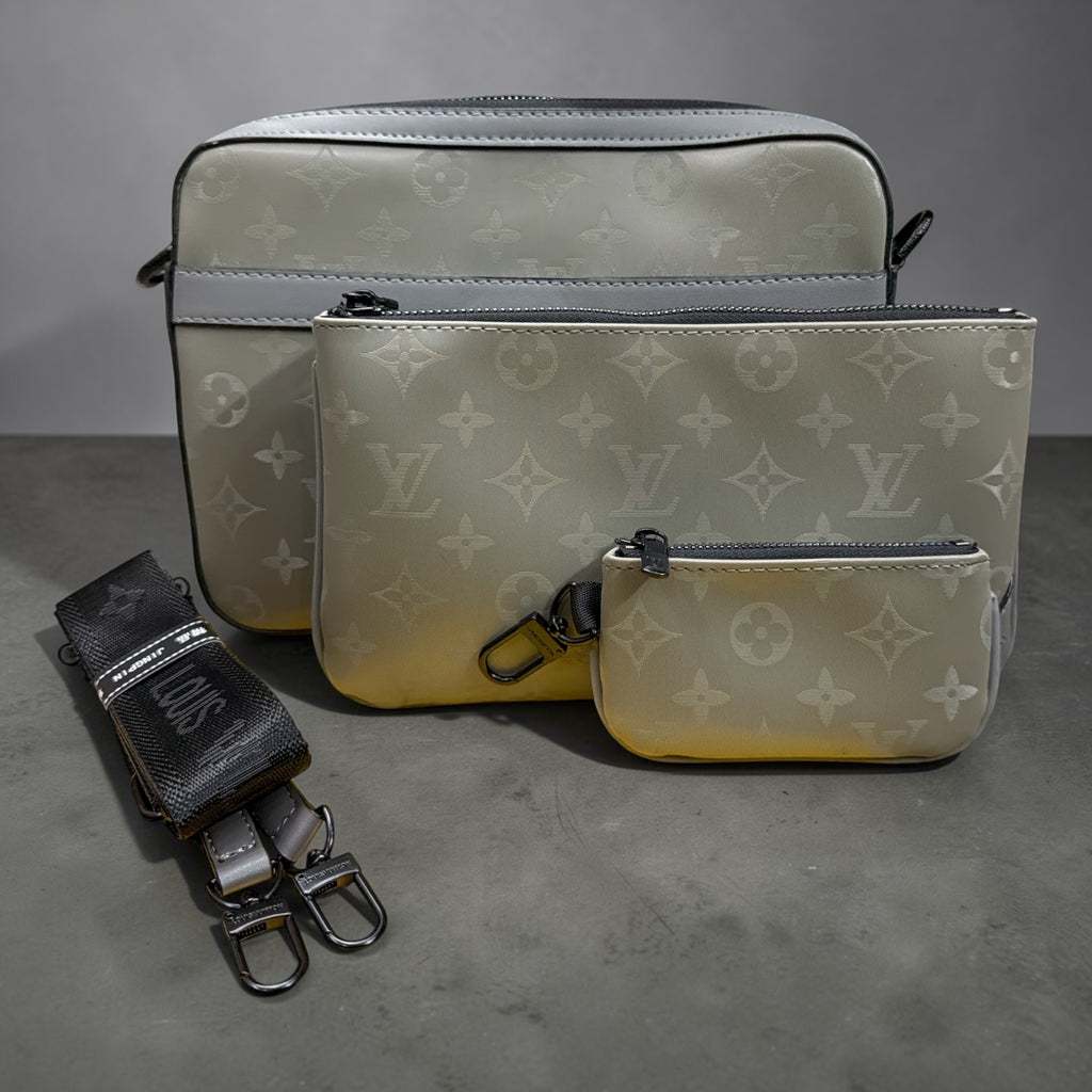Premium Beige Monogram Crossbody Bag Set