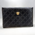 Black Quilted Clutch Bag – Elegant Gold Accent