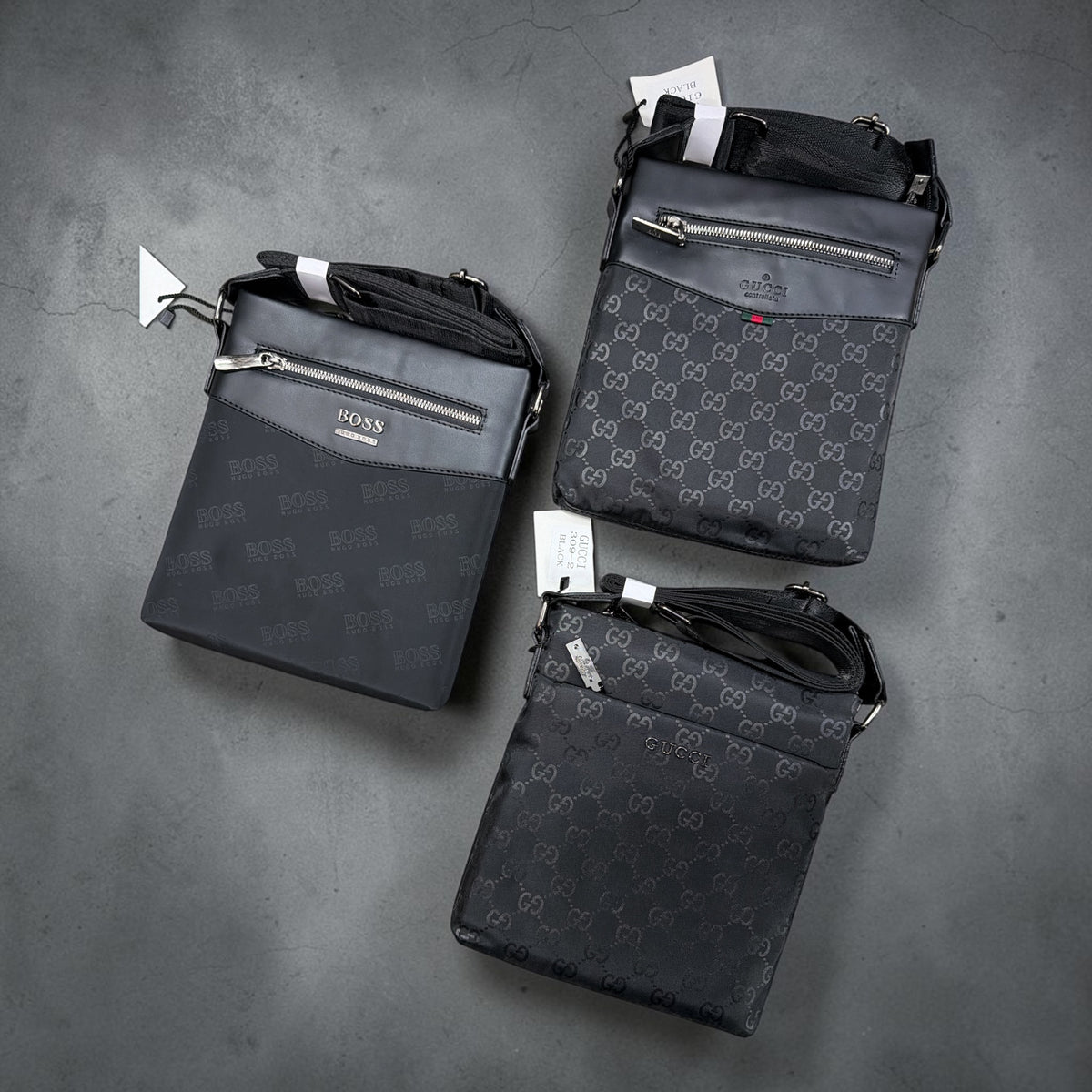 Premium Black Monogram Crossbody Shoulder Bag