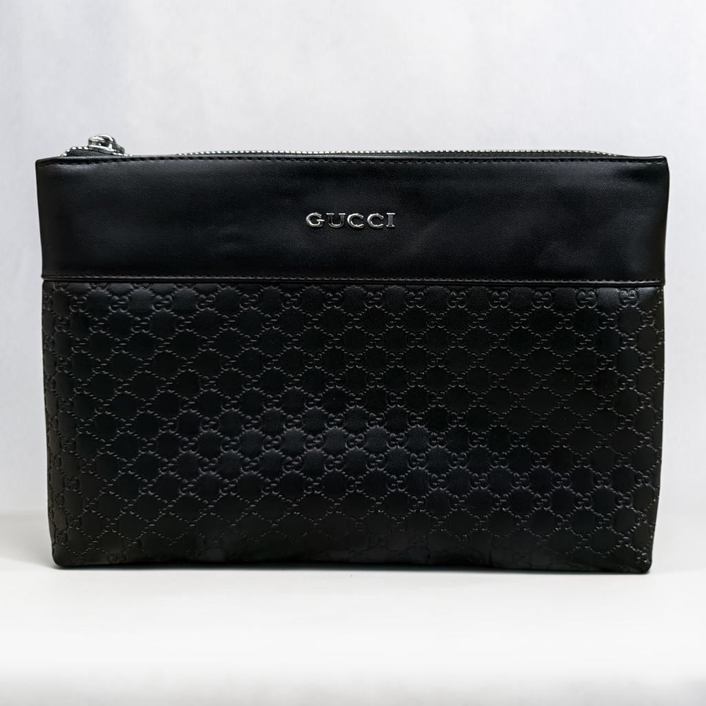 Black Embossed Wristlet Clutch Bag