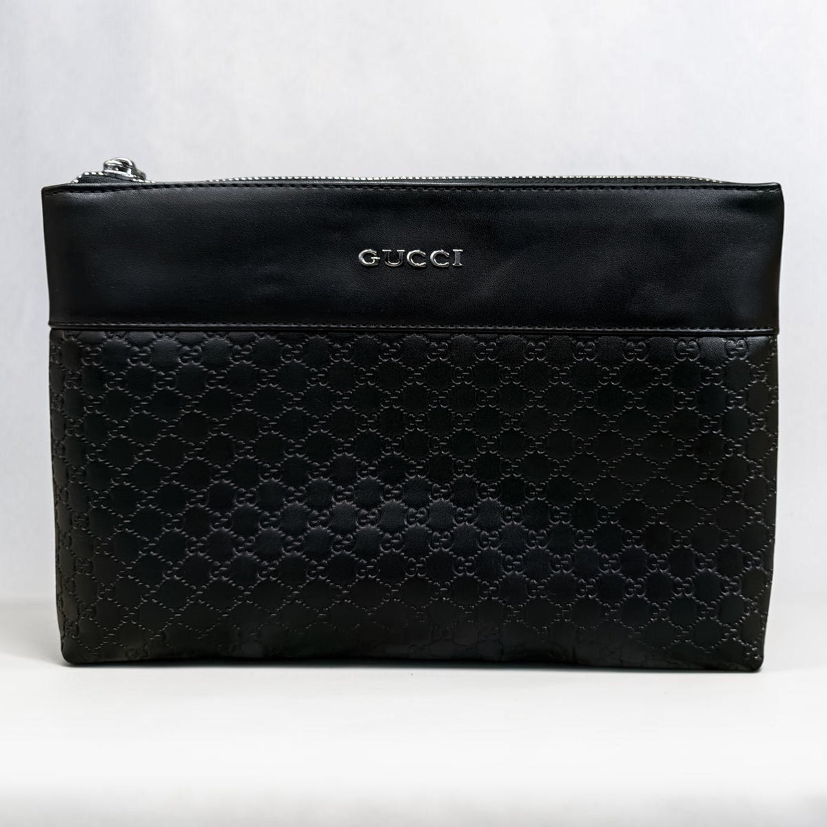 Black Embossed Wristlet Clutch Bag