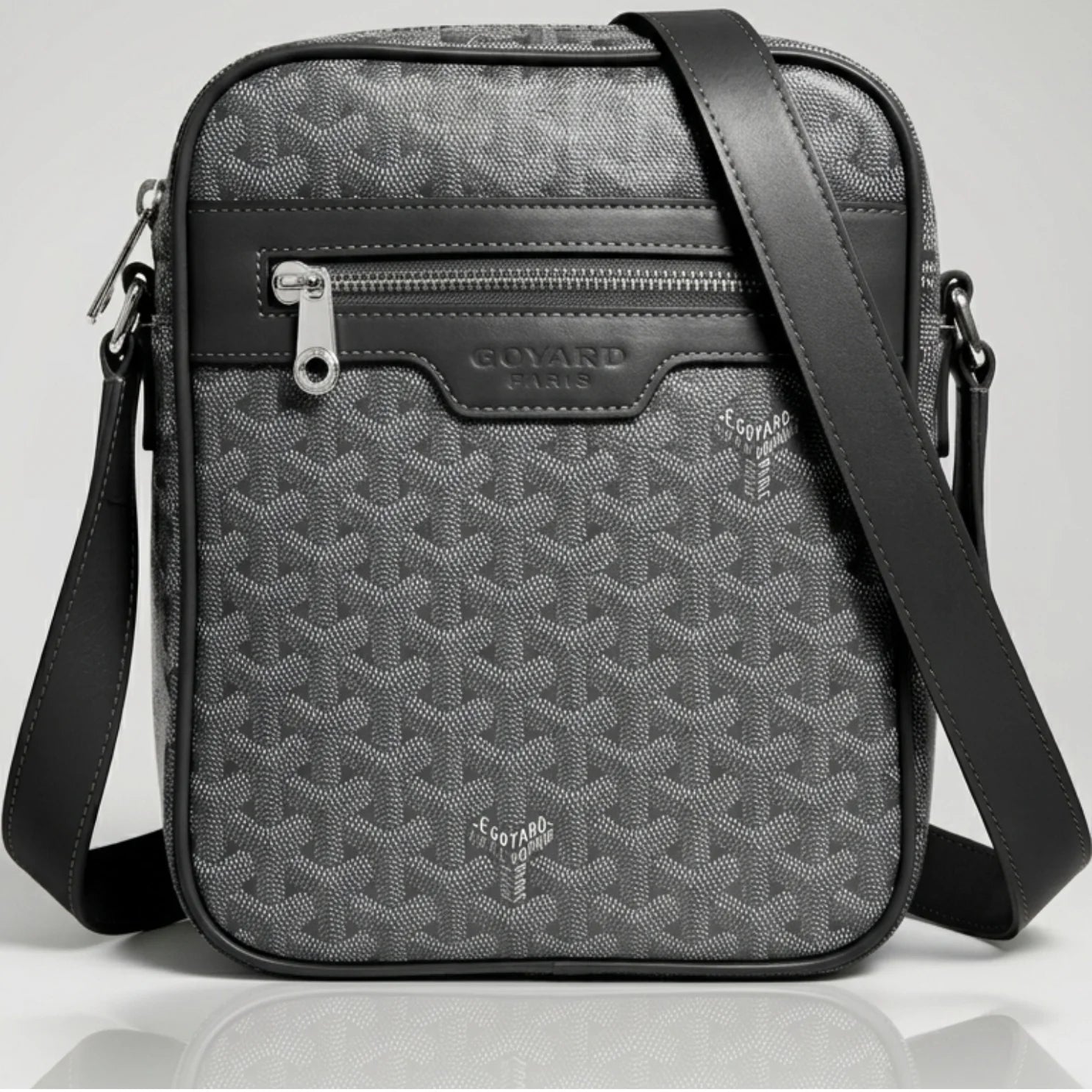 Goyard_grey_Goyardine_canvas_crossbody_bag_with_front_zip_pocket_and_adjustable_strap
