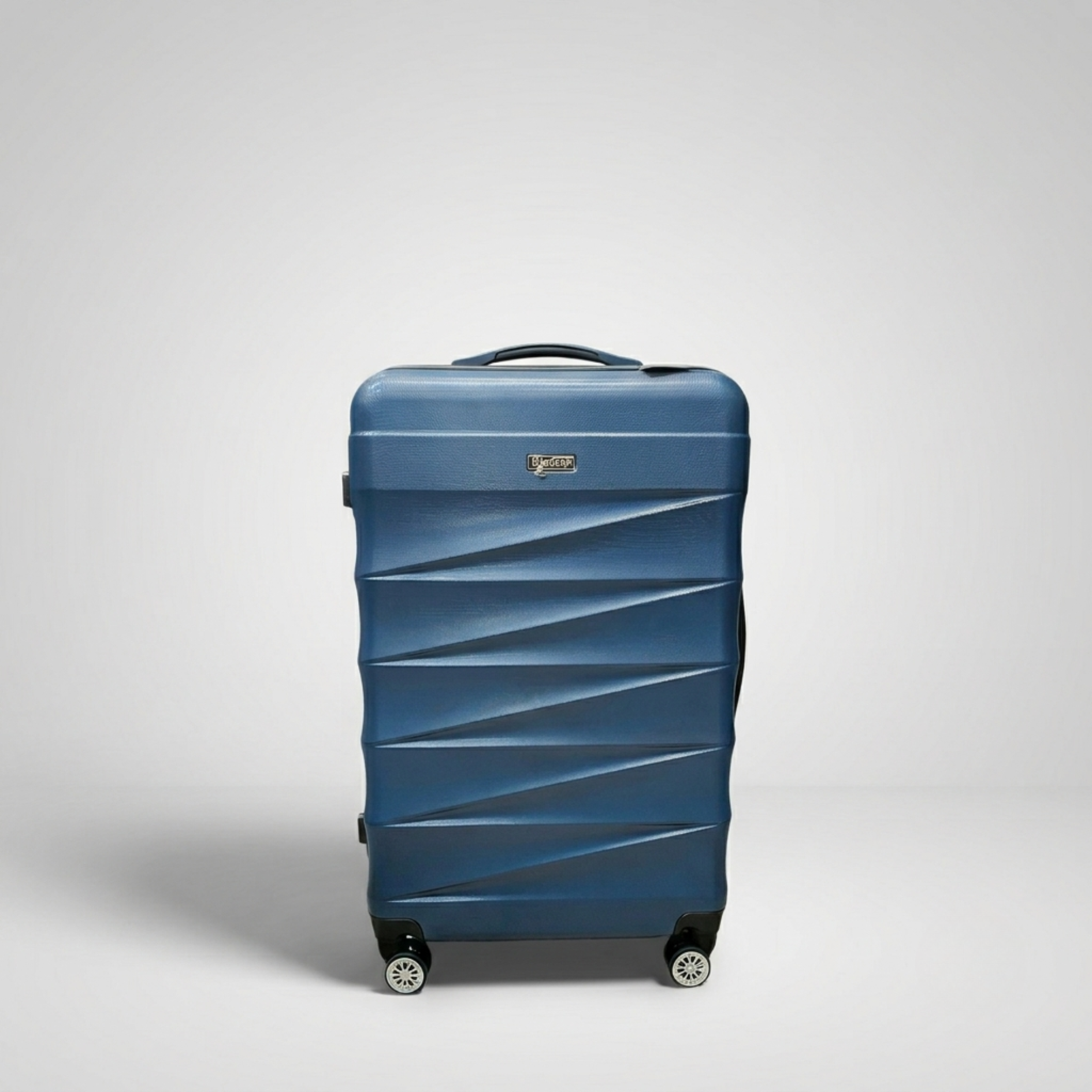 Unicare burgundy textured hard shell spinner trolley bag with geometric diagonal grooves.